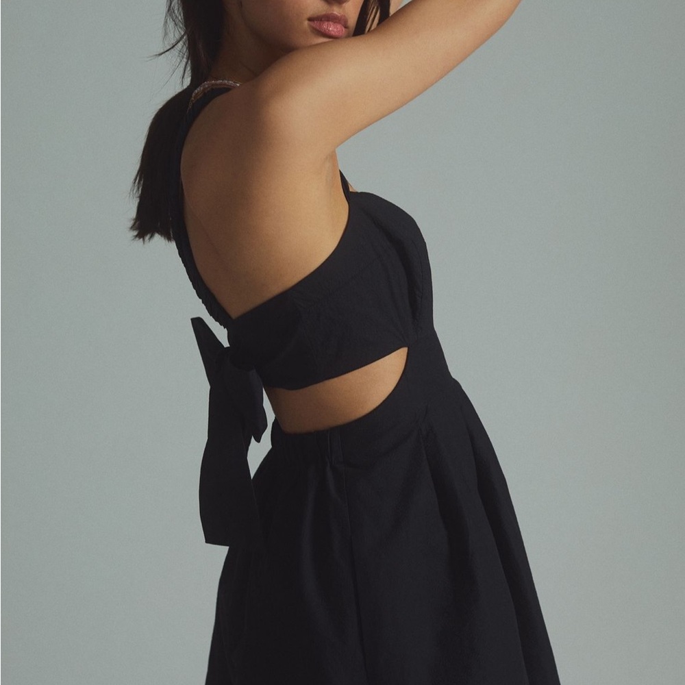 Maeve Black Backless Dress with Bow Detail